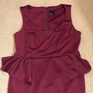 ASOS Curve Maroon Peplum Dress